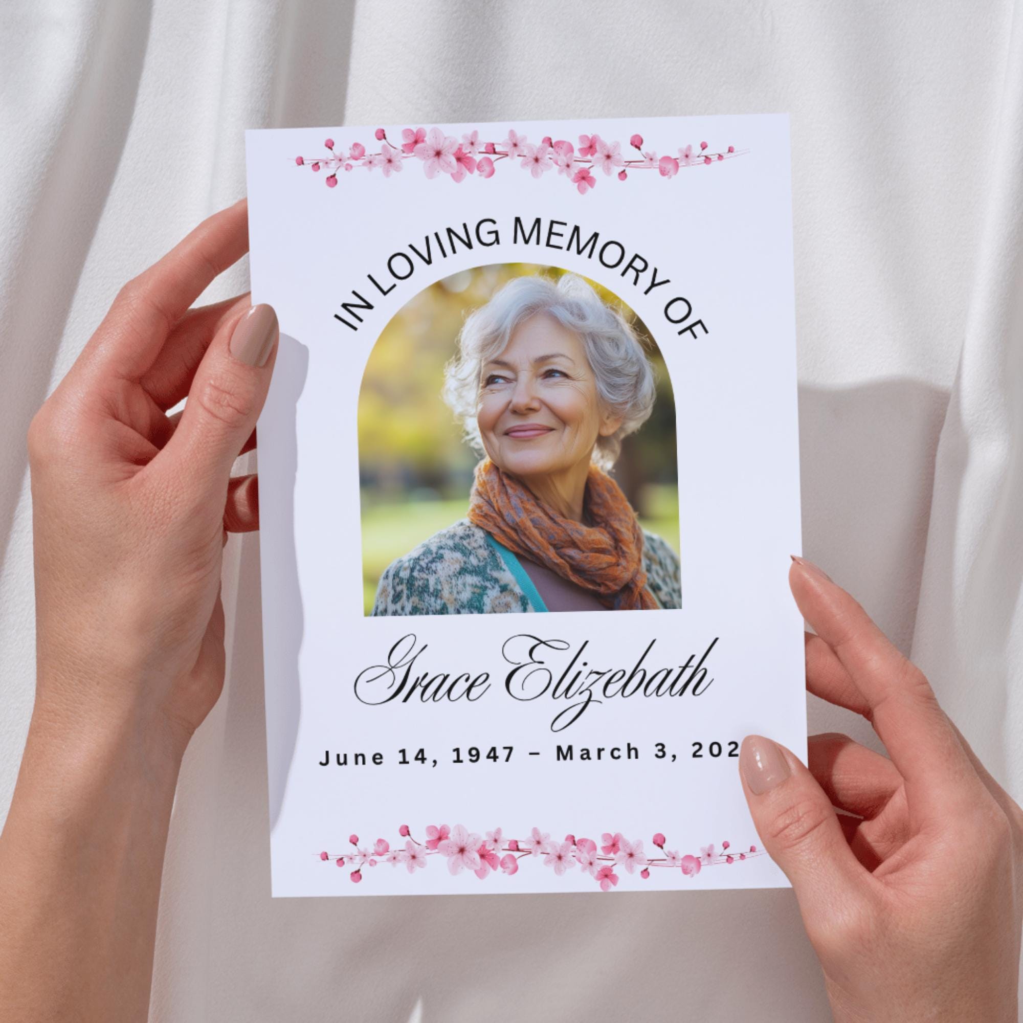 In Loving Memory Funeral Card Canva Editable Template, In Loving Memory Template, Memorial Prayer Card - Editable Memorial Canva Template