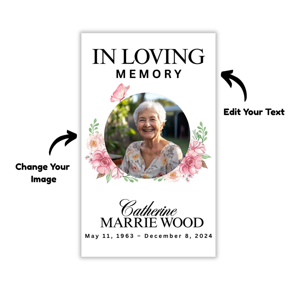 In Loving Memory Funeral Card Canva Editable Template, In Loving Memory Template, Memorial Prayer Card, Digital Download - Editable Memorial Canva Template