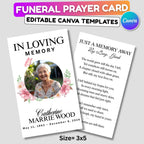 In Loving Memory Funeral Card Canva Editable Template, In Loving Memory Template, Memorial Prayer Card, Digital Download - Editable Memorial Canva Template