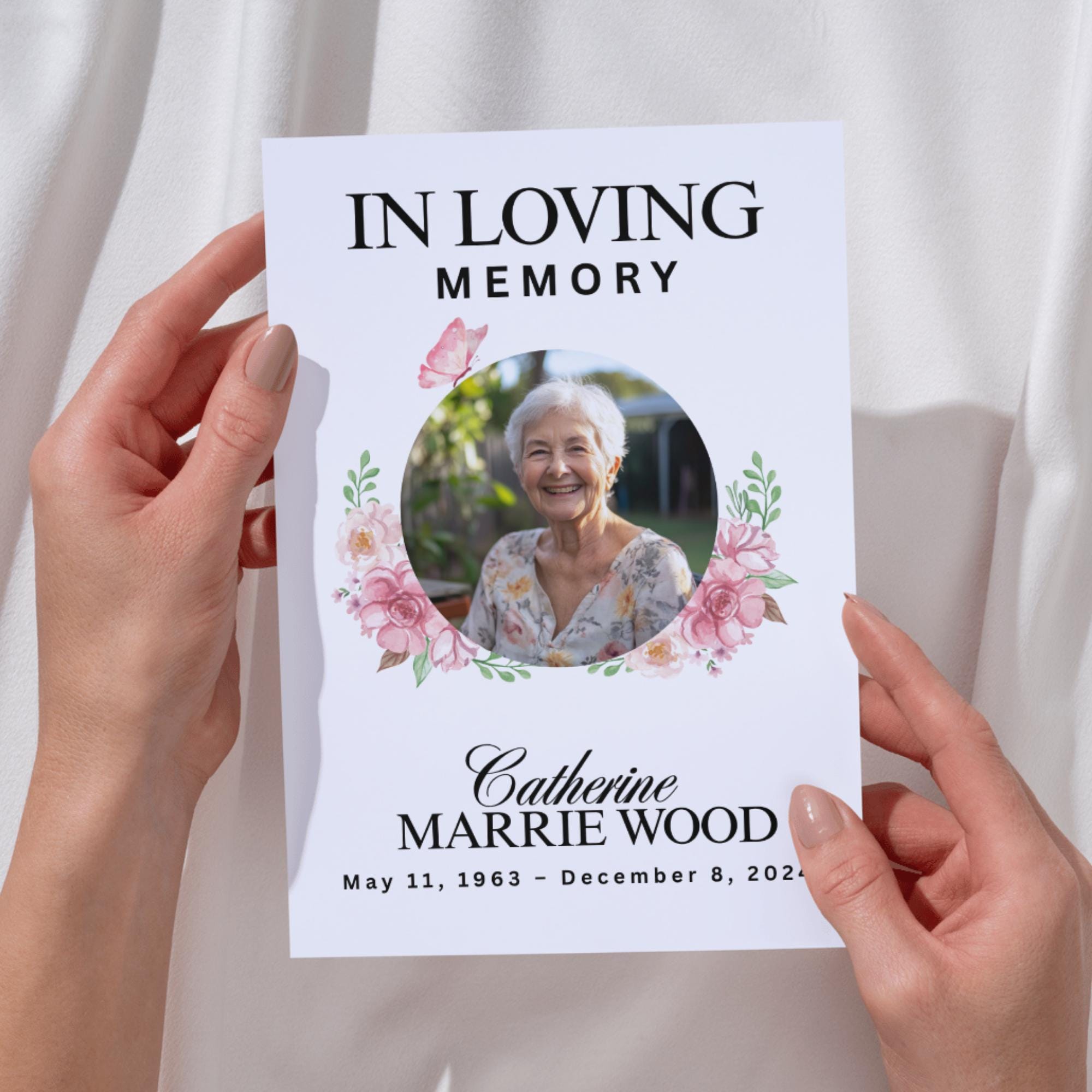 In Loving Memory Funeral Card Canva Editable Template, In Loving Memory Template, Memorial Prayer Card, Digital Download - Editable Memorial Canva Template