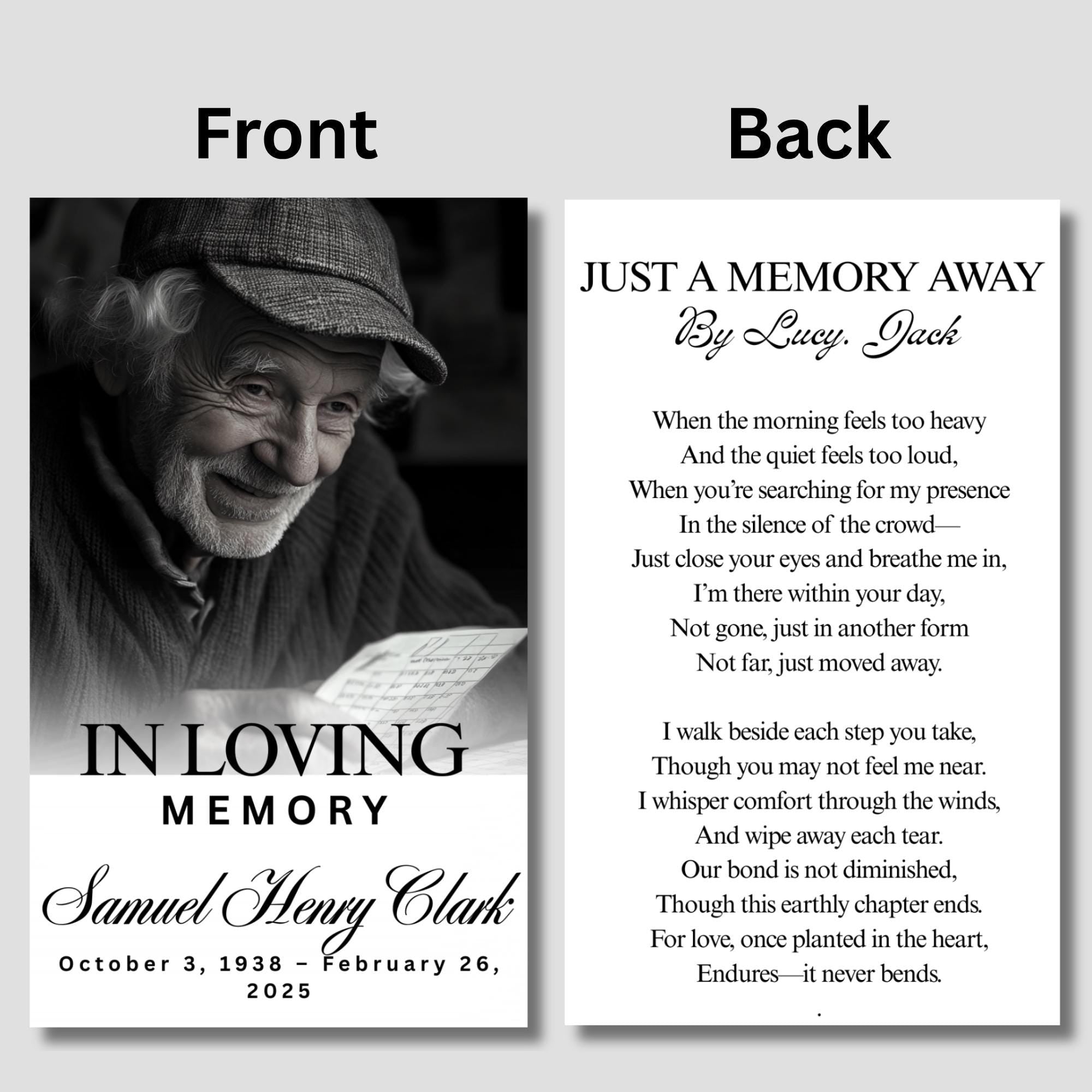 In Loving Memory Funeral Card Canva Editable Template, In Loving Memory Template, Memorial Prayer Card, Digital Download - Editable Memorial Canva Template
