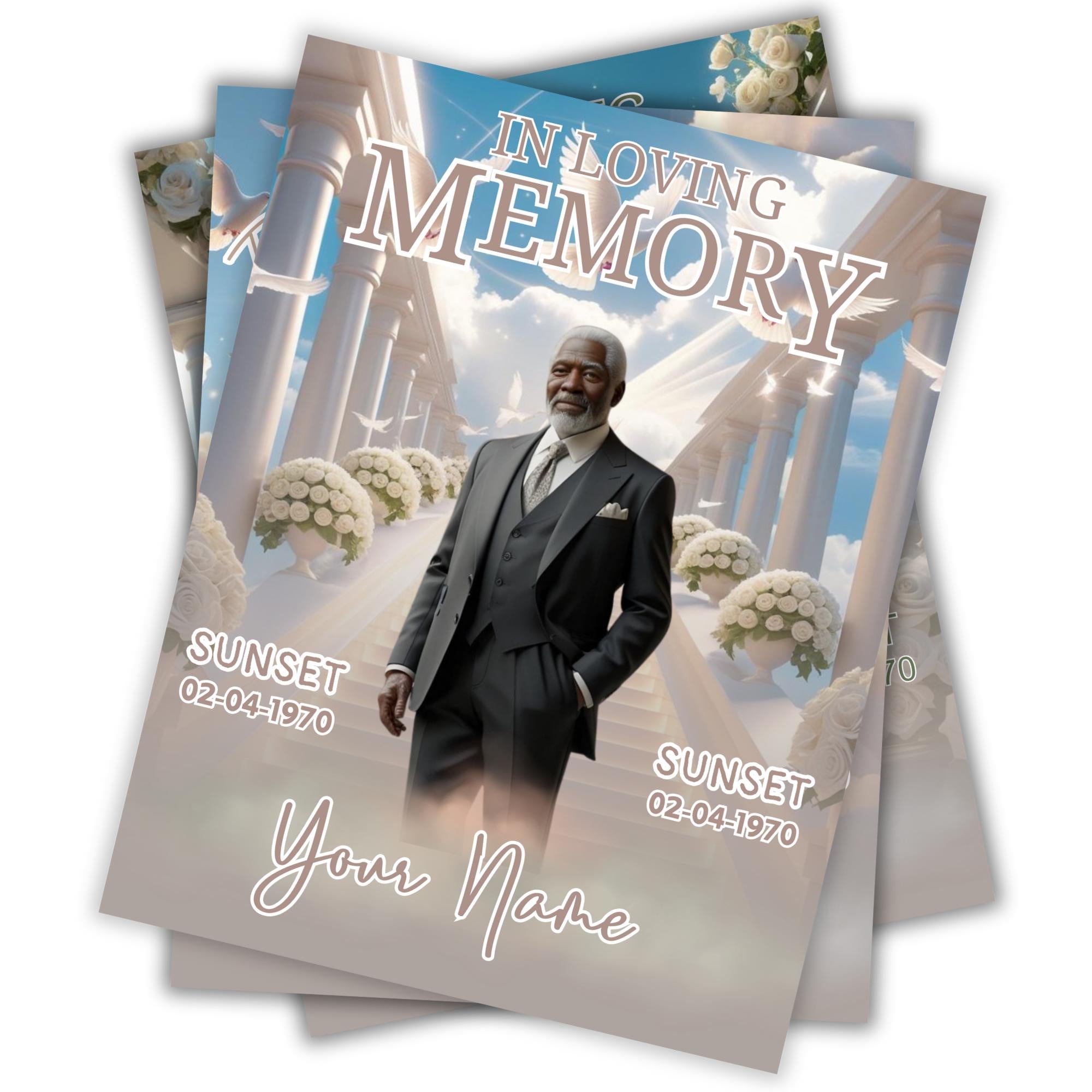 06 Pearl White In Loving Memory Canva Editable Templates, Memorial Canva Template, In Loving Memory Templates, Funeral & Celebration of Life - Editable Memorial Canva Template