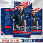 Military Veteran Funeral Program Template, Tri-Fold Funeral Program, Obituary Celebration Of Life Program, Canva Template, Digital Download - Editable Memorial Canva Template