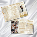 White Funeral Program Editable Template, Tri-Fold Funeral Program, Obituary Celebration Of Life Program, Canva Template, Digital Download - Editable Memorial Canva Template