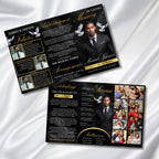 Black & Gold Funeral Program Template, Tri-Fold(17x11) Funeral Program, Obituary Celebration Of Life Program, In Loving Memory Templates - Editable Memorial Canva Template