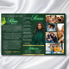 Green & Gold Funeral Program Template, Tri-Fold(17x11) Funeral Program, Obituary Celebration Of Life Program, In Loving Memory Templates - Editable Memorial Canva Template