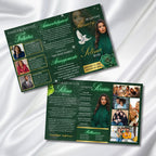 Green & Gold Funeral Program Template, Tri-Fold(17x11) Funeral Program, Obituary Celebration Of Life Program, In Loving Memory Templates - Editable Memorial Canva Template