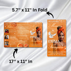 Orange Funeral Program Editable Template, Tri-Fold(17x11) Funeral Program, Obituary Celebration Of Life Program, In Loving Memory Templates - Editable Memorial Canva Template