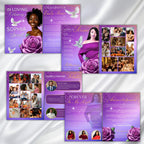 08 Pages Purple Funeral Program Template, Bi-Fold Funeral Program, Obituary Celebration Of Life Program, Digital Download - Editable Memorial Canva Template