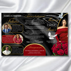 Red & Black Funeral Program Template, Tri-Fold(17x11) Funeral Program, Obituary Celebration Of Life Program, In Loving Memory Templates - Editable Memorial Canva Template