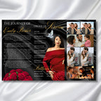 Red & Black Funeral Program Template, Tri-Fold(17x11) Funeral Program, Obituary Celebration Of Life Program, In Loving Memory Templates - Editable Memorial Canva Template