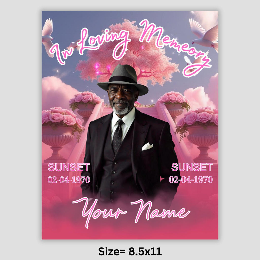 06 Soft Pink In Loving Memory Canva Editable Templates, Memorial Canva Template, In Loving Memory Templates, Funeral & Celebration of Life - Editable Memorial Canva Template