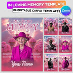 06 Soft Pink In Loving Memory Canva Editable Templates, Memorial Canva Template, In Loving Memory Templates, Funeral & Celebration of Life - Editable Memorial Canva Template