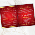 Red Church Anniversary Program Template, Editable Bifold 8.5x11” Design, Church Appreciation Program, Anniversary & Faith Celebration - Editable Memorial Canva Template