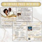 White Purple Church Anniversary Program Template, Editable Bifold 8.5x11” Design, Church Appreciation Program, Anniversary Faith Celebration - Editable Memorial Canva Template