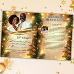 Christmas Golden Church Anniversary Program Template, Editable Bifold 8.5x11”, Church Appreciation Program, Anniversary Celebration - Editable Memorial Canva Template
