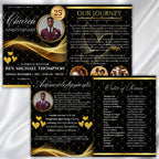 Black & Golden Pastor Anniversary Church Program, Editable Bifold 8.5x11” Design, Church Appreciation Program, Anniversary Faith Celebration - Editable Memorial Canva Template
