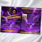 Purple Pastor Anniversary Church Program, Editable Bifold 8.5x11” Design, Church Appreciation Program, Anniversary Faith Celebration - Editable Memorial Canva Template