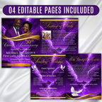 Purple Pastor Anniversary Church Program, Editable Bifold 8.5x11” Design, Church Appreciation Program, Anniversary Faith Celebration - Editable Memorial Canva Template
