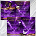 Purple Pastor Anniversary Church Program, Editable Bifold 8.5x11” Design, Church Appreciation Program, Anniversary Faith Celebration - Editable Memorial Canva Template