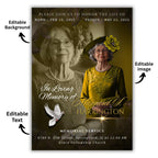 Memorial Yellow Funeral Announcement Flyer Canva Template, In Loving Memory Template, Funeral Memorial Template, Rest In Piece Template - Editable Memorial Canva Template