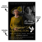 Memorial Black & Gold Funeral Announcement Flyer Canva Template, In Loving Memory Template, Funeral Memorial Template,Rest In Piece Template - Editable Memorial Canva Template