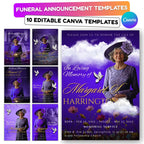 Memorial Blue Funeral Announcement Flyer Canva Template, In Loving Memory Template, Funeral Memorial Template, Rest In Piece Template - Editable Memorial Canva Template