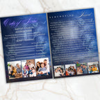 4 Pages Memorial Blue Funeral Announcement Flyer Canva Template, In Loving Memory Template, Funeral Memorial Template,Rest In Piece Template - Editable Memorial Canva Template