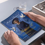 4 Pages Memorial Blue Funeral Announcement Flyer Canva Template, In Loving Memory Template, Funeral Memorial Template,Rest In Piece Template - Editable Memorial Canva Template
