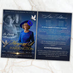 4 Pages Memorial Blue Funeral Announcement Flyer Canva Template, In Loving Memory Template, Funeral Memorial Template,Rest In Piece Template - Editable Memorial Canva Template
