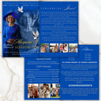 4 Pages Memorial Blue Funeral Announcement Flyer Canva Template, In Loving Memory Template, Funeral Memorial Template,Rest In Piece Template - Editable Memorial Canva Template