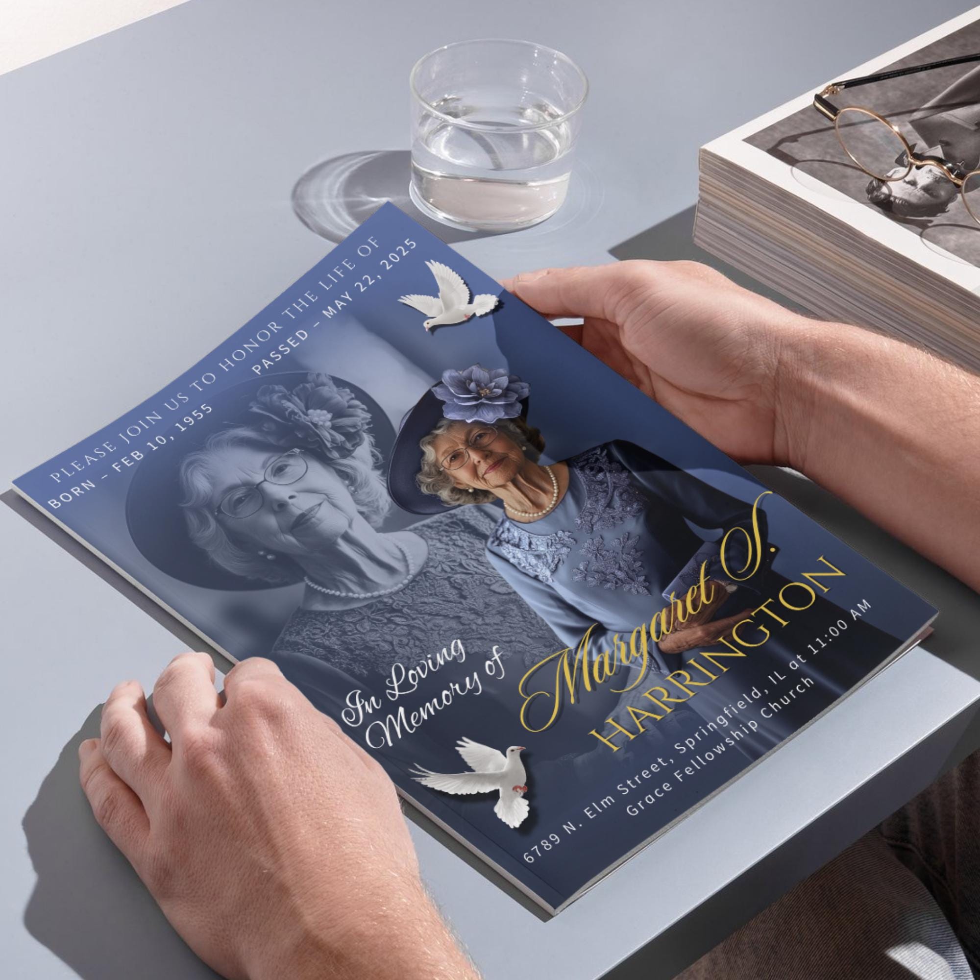 4 Pages In loving memory Funeral Program Template, Memorial Funeral Announcement Flyer , Funeral Memorial Template,Rest In Piece Template - Editable Memorial Canva Template