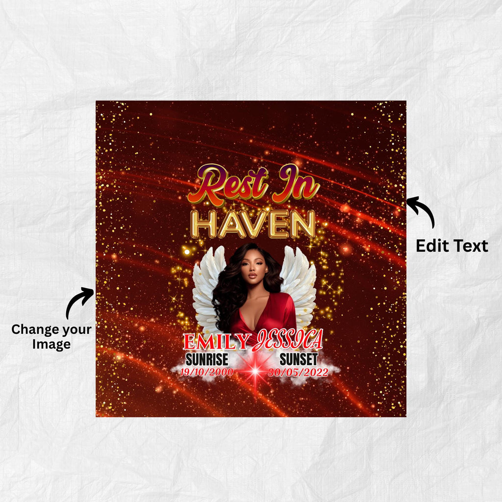 10 Rest In Heaven T Shirt Canva Editable Templates, In Loving Memory Templates, Memorial Canva Template, Funeral & Celebration of Life - Editable Memorial Canva Template