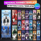 10 Memorial Editable 2x6 Banner Canva Template, in Loving Memory Templates, Memorial Canva Template, Pop Up Banner Template, Canva Banner - Editable Memorial Canva Template
