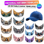25 Editable Memorial Hat Brim Template, in loving memory Hat Brim Template, memorial Canva template, Remembrance Favor, Digital Download - Editable Memorial Canva Template