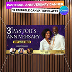 10 Pastoral Anniversary Banner Template, Church Event Banner, Church Appreciation Program, Anniversary & Faith Celebration, Digital Download - Editable Memorial Canva Template
