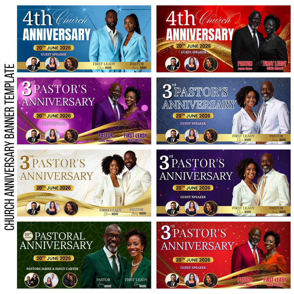 Pastoral Anniversary Banner Template, Church Event Banner, Church Appreciation Program, Anniversary & Faith Celebration, Digital Download - Editable Memorial Canva Template