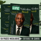 04 Pages Funeral Program Template, Bi-Fold Funeral Program, Obituary Celebration Of Life Program, Digital Download - Editable Memorial Canva Template
