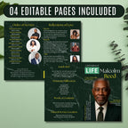 04 Pages Funeral Program Template, Bi-Fold Funeral Program, Obituary Celebration Of Life Program, Digital Download - Editable Memorial Canva Template