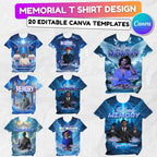 20 In Loving Memory Blue Canva Editable All Over T Shirt Templates, In Loving Memory Template, Rest in Peace, Memorial Editable Shirt Design - Editable Memorial Canva Template