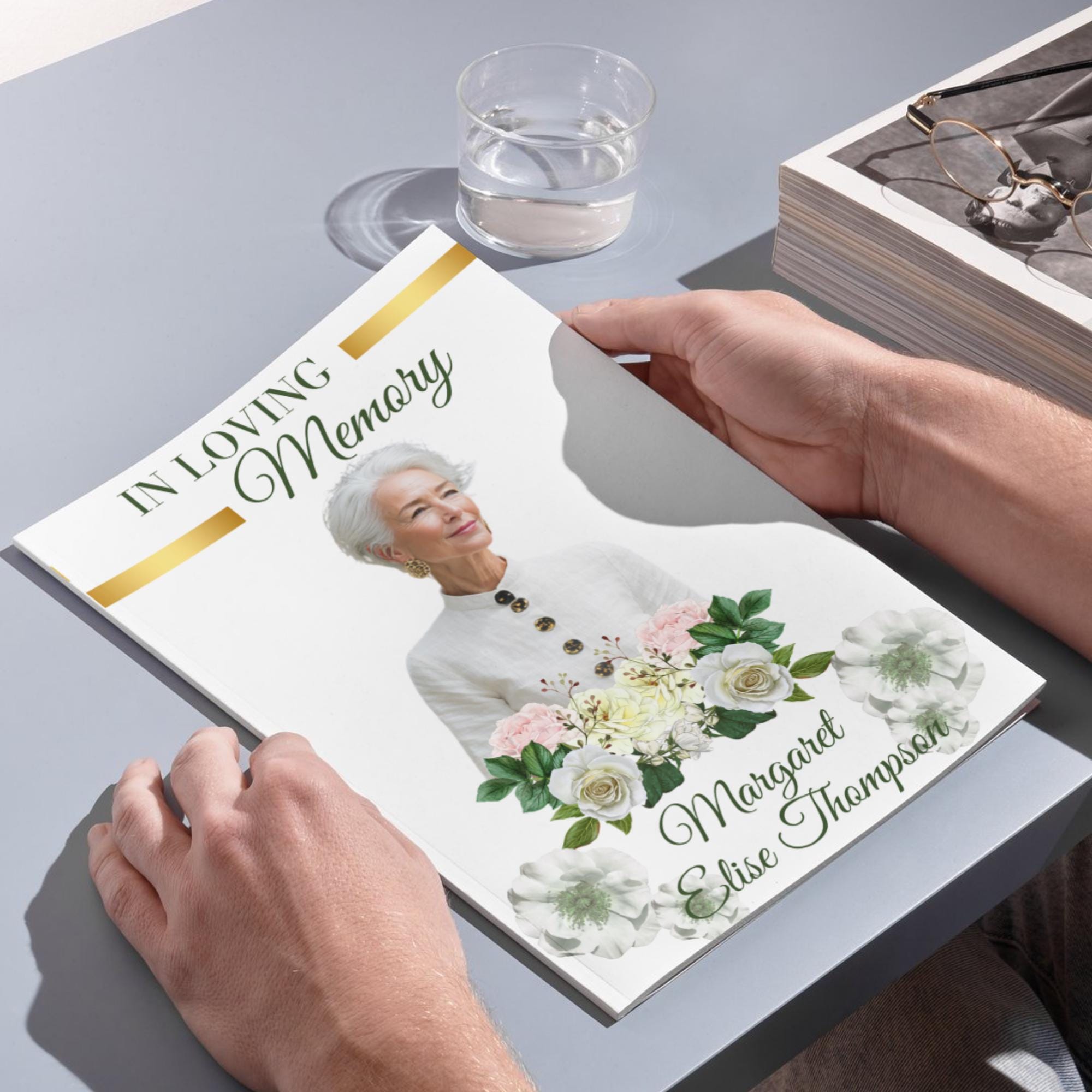 8 Pages Funeral Program Editable Template, Bi-Fold Funeral Program, Obituary Celebration Of Life Program, In Loving Memory, Digital Download - Editable Memorial Canva Template