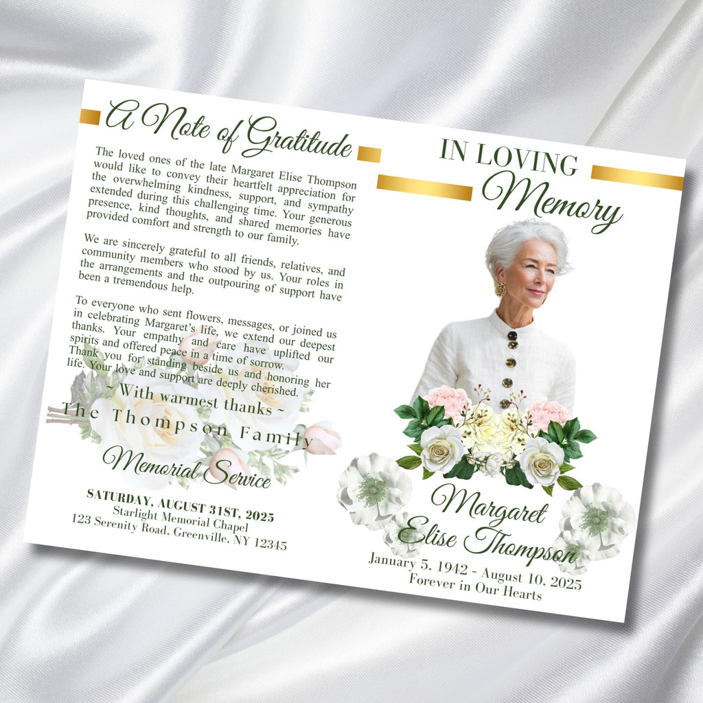 8 Pages Funeral Program Editable Template, Bi-Fold Funeral Program, Obituary Celebration Of Life Program, In Loving Memory, Digital Download - Editable Memorial Canva Template