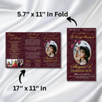 Funeral Program Canva Editable Template, Tri-Fold(17x11) Funeral Program, Obituary Celebration Of Life Program, In Loving Memory Templates - Editable Memorial Canva Template