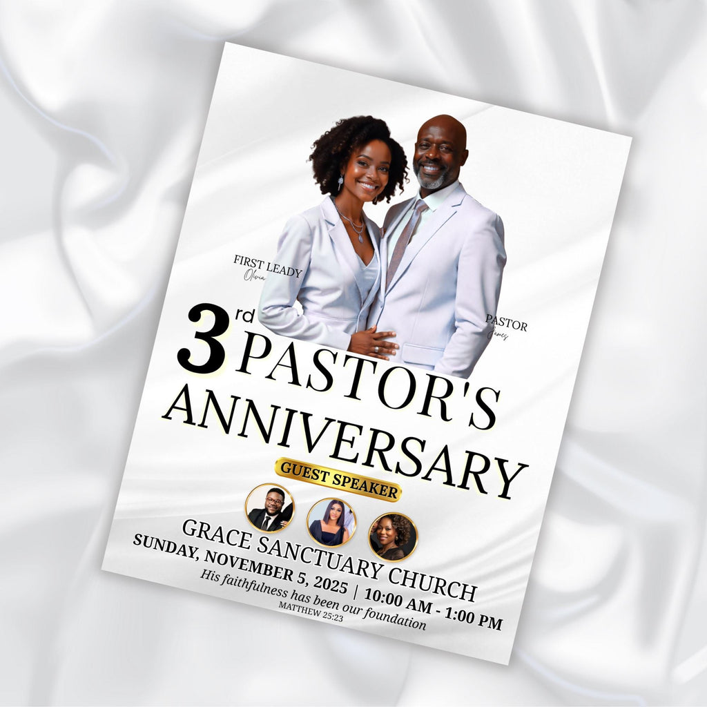 6 Pages Pastoral Anniversary Program Template, Memorial Funeral Program, Church Program Template, Obituary Celebration Of Life Program - Editable Memorial Canva Template