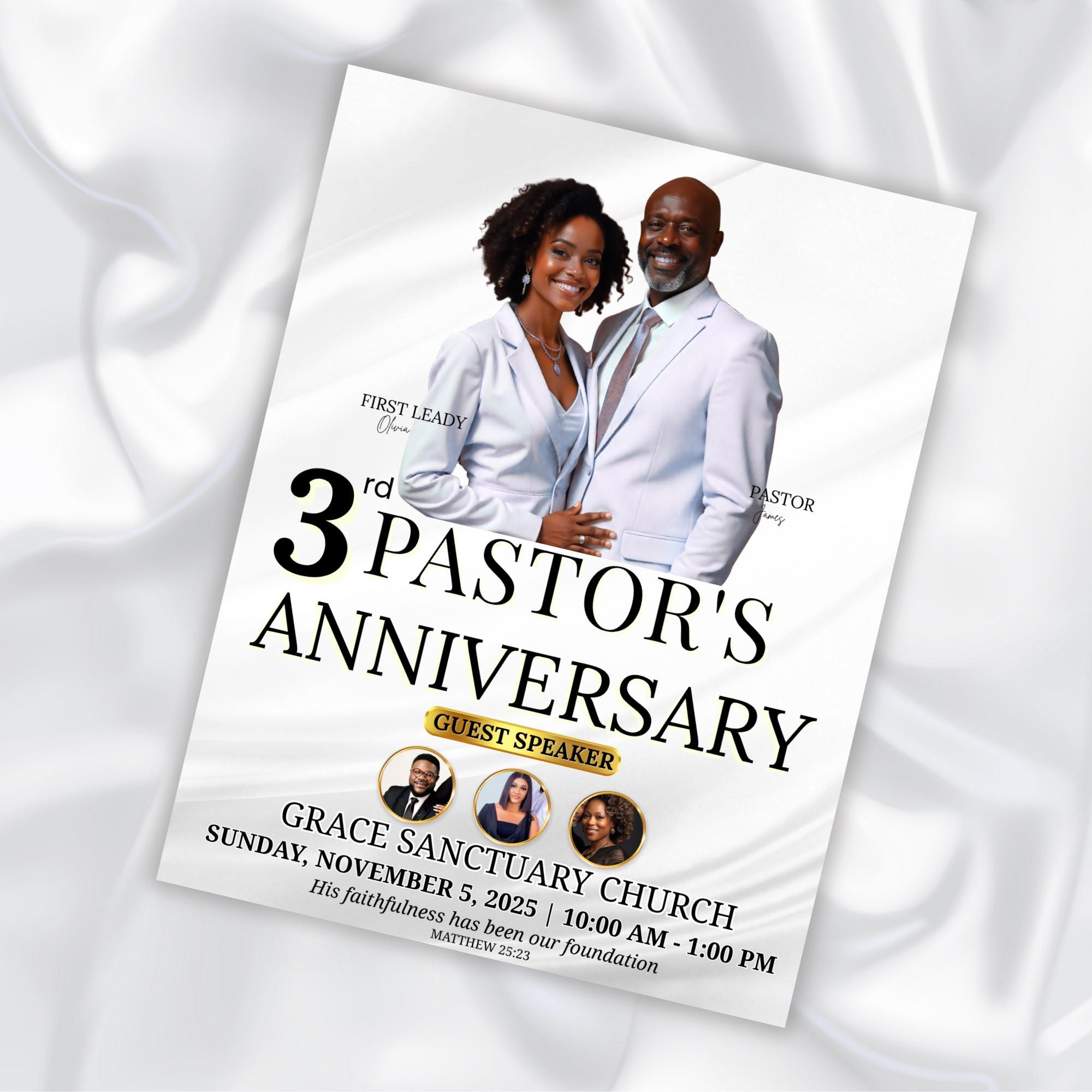 6 Pages Pastoral Anniversary Program Template, Memorial Funeral Program, Church Program Template, Obituary Celebration Of Life Program - Editable Memorial Canva Template
