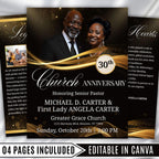 04 Pages Church Anniversary Program Template, Editable Bifold 8.5x11” Design, Church Appreciation Program, Anniversary & Faith Celebration - Editable Memorial Canva Template