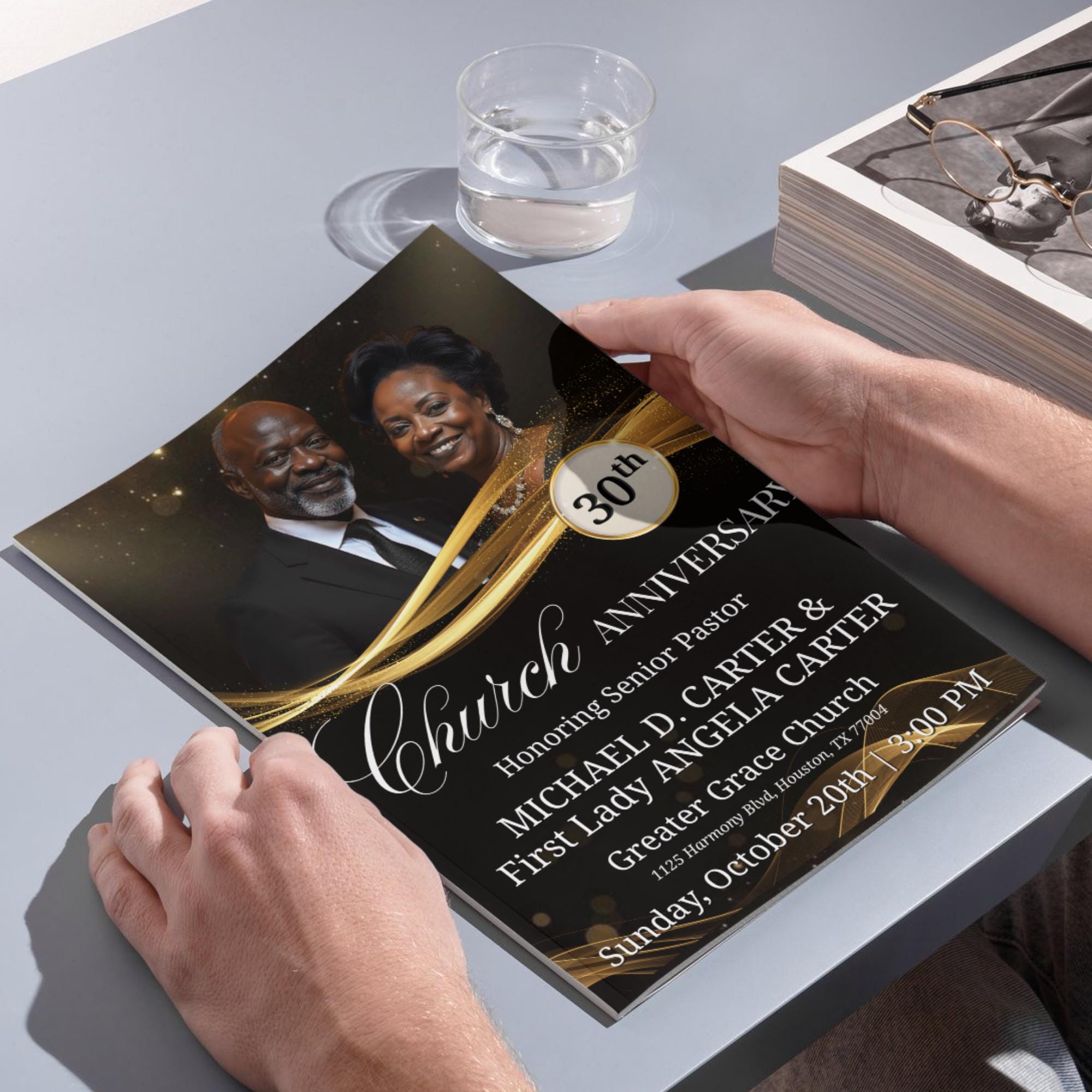 04 Pages Church Anniversary Program Template, Editable Bifold 8.5x11” Design, Church Appreciation Program, Anniversary & Faith Celebration - Editable Memorial Canva Template
