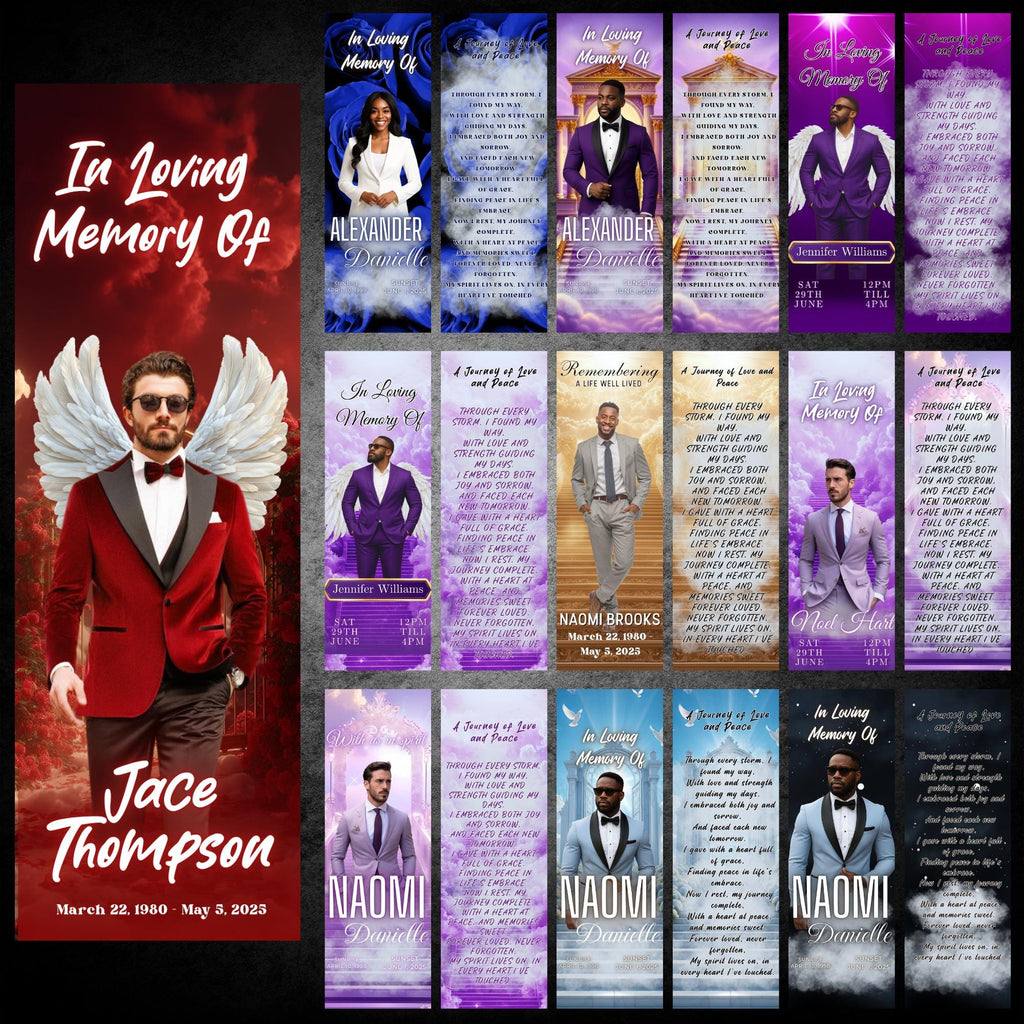 10 In Loving Memory Bookmark Canva Editable Template, Memorial Bookmark Template, Rest in Piece Bookmark Design, Funeral memorial Template - Editable Memorial Canva Template