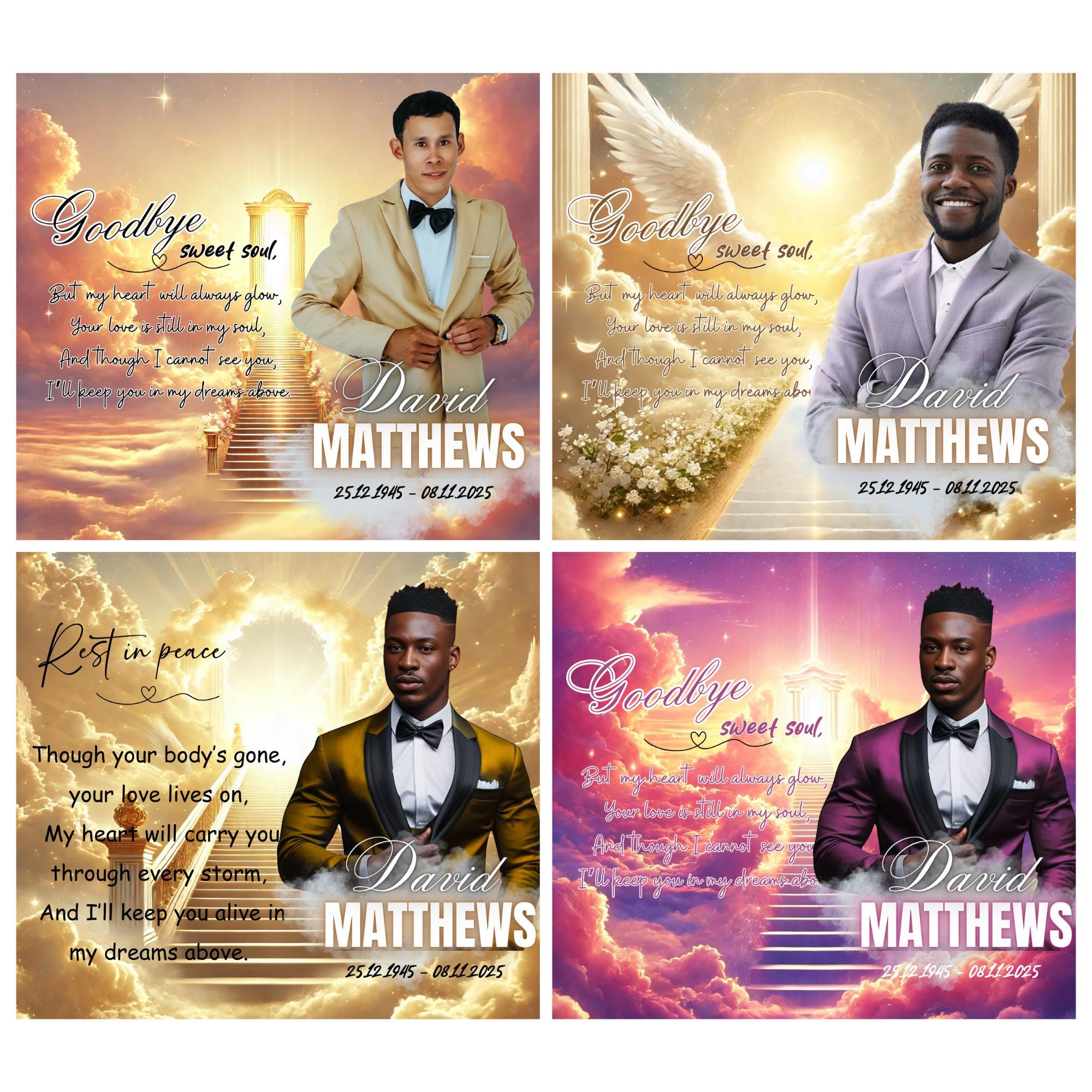 45 In Loving Memory Canva Editable Templates, Memorial Canva Editable Designs, Rest In Peace Template, Funeral & Celebration of Life - Editable Memorial Canva Template