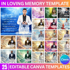25 Memorial Canva Editable Designs, In Loving Memory Canva Editable Templates, Rest In Peace Template, Funeral & Celebration of Life - Editable Memorial Canva Template